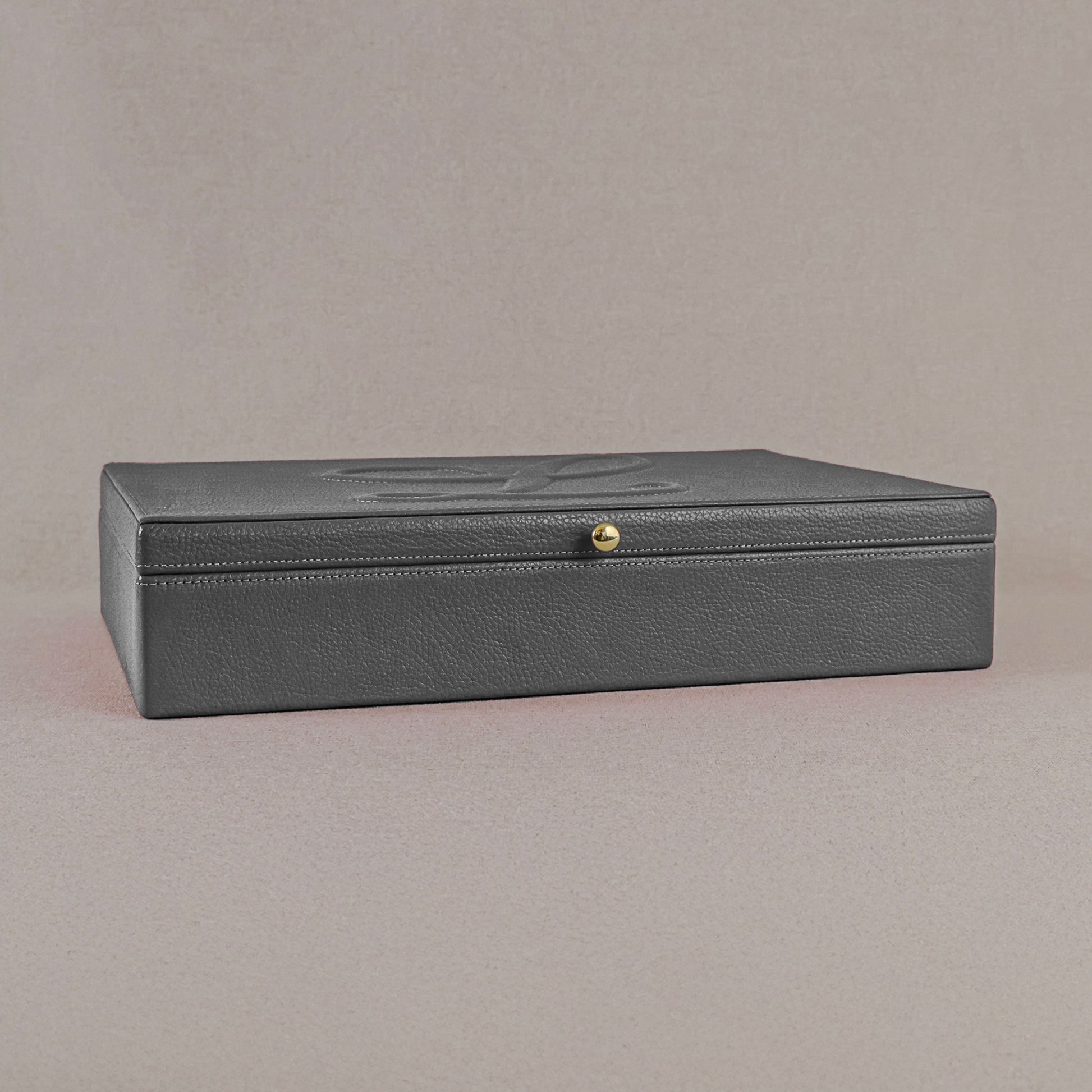 Jewelry box Italian Leather Dark Silver Color