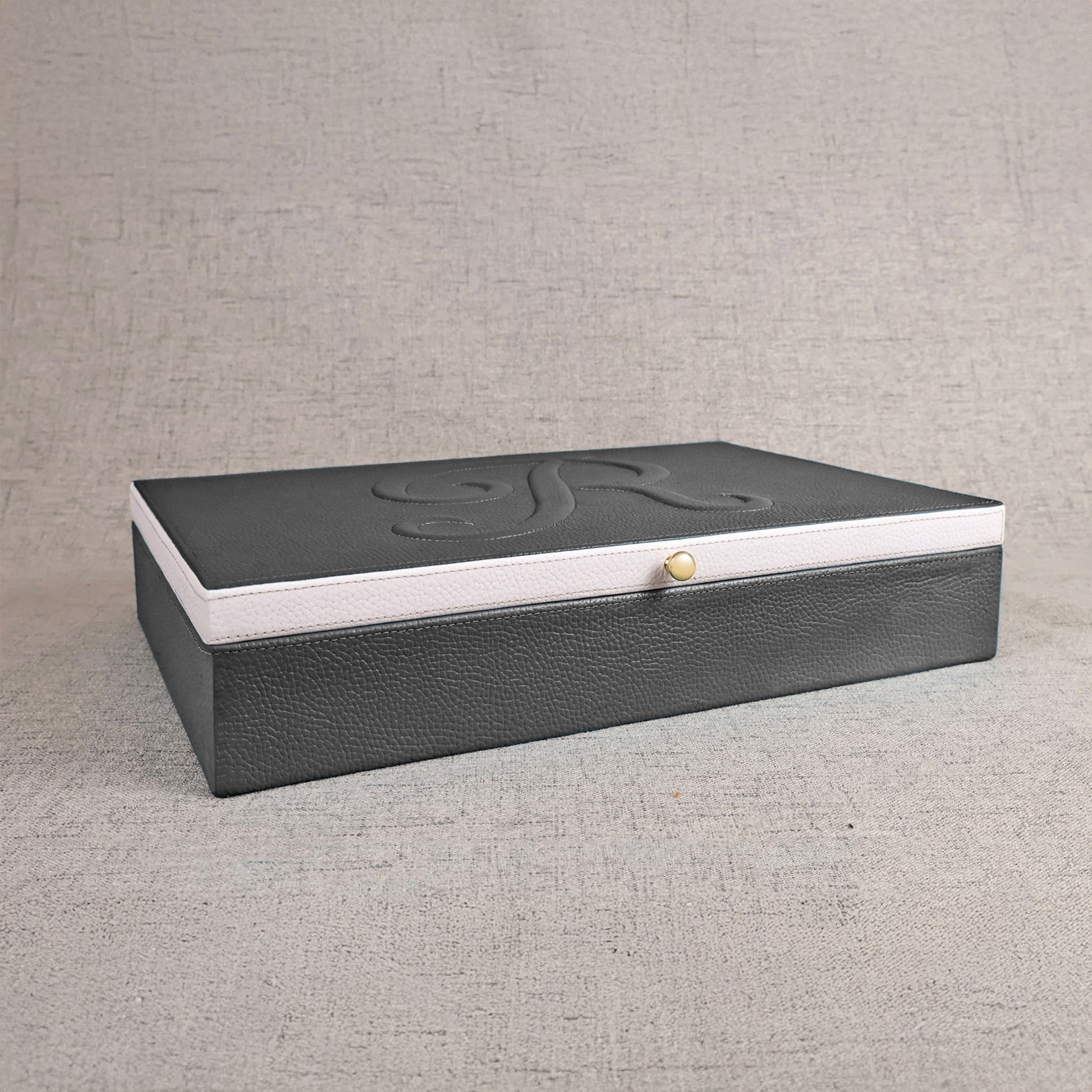 Jewelry box Italian Leather Dark Silver Color